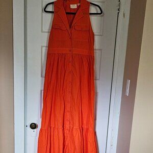 Maeve by Anthropologie tomato red midi dress